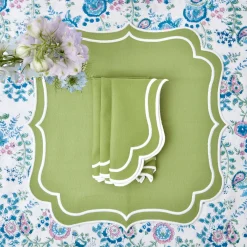 Mrs. Alice Napkins|Sylvie Green Embroidered Napkins (Set Of 4)