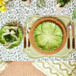 Mrs. Alice Placemats|Sylvie Green Embroidered Placemats (Set Of 4)