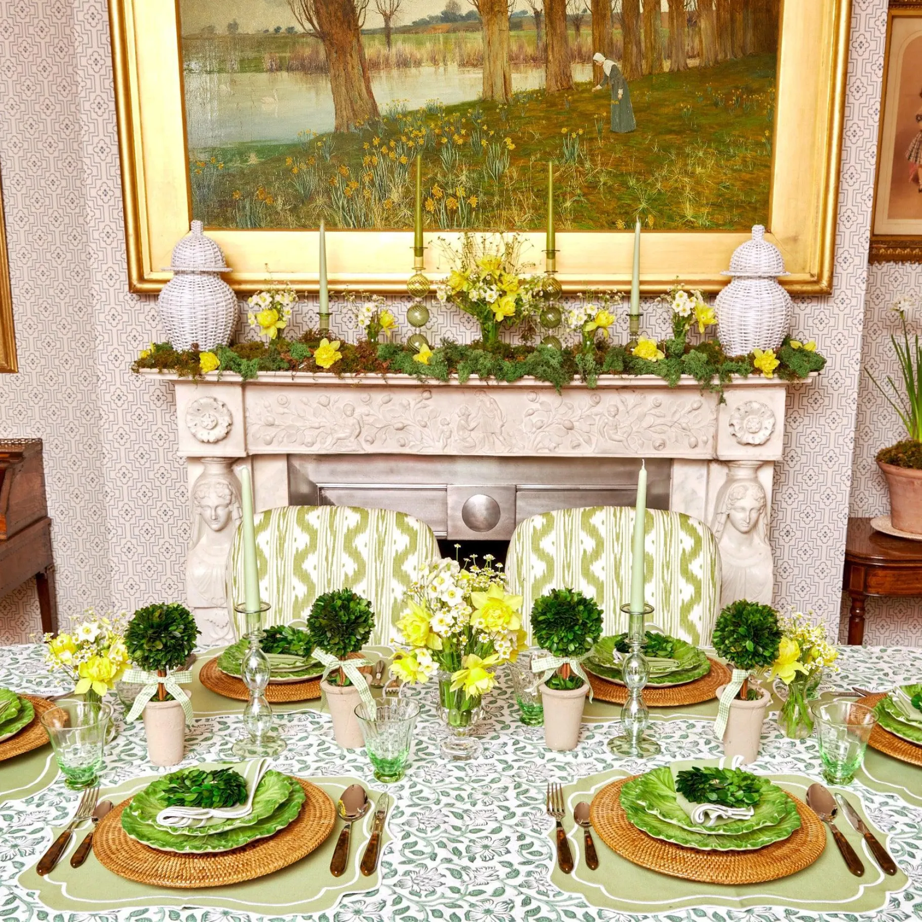 Mrs. Alice Placemats|Sylvie Green Embroidered Placemats (Set Of 4)