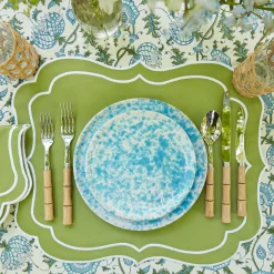 Mrs. Alice Placemats|Sylvie Green Embroidered Placemats (Set Of 4)