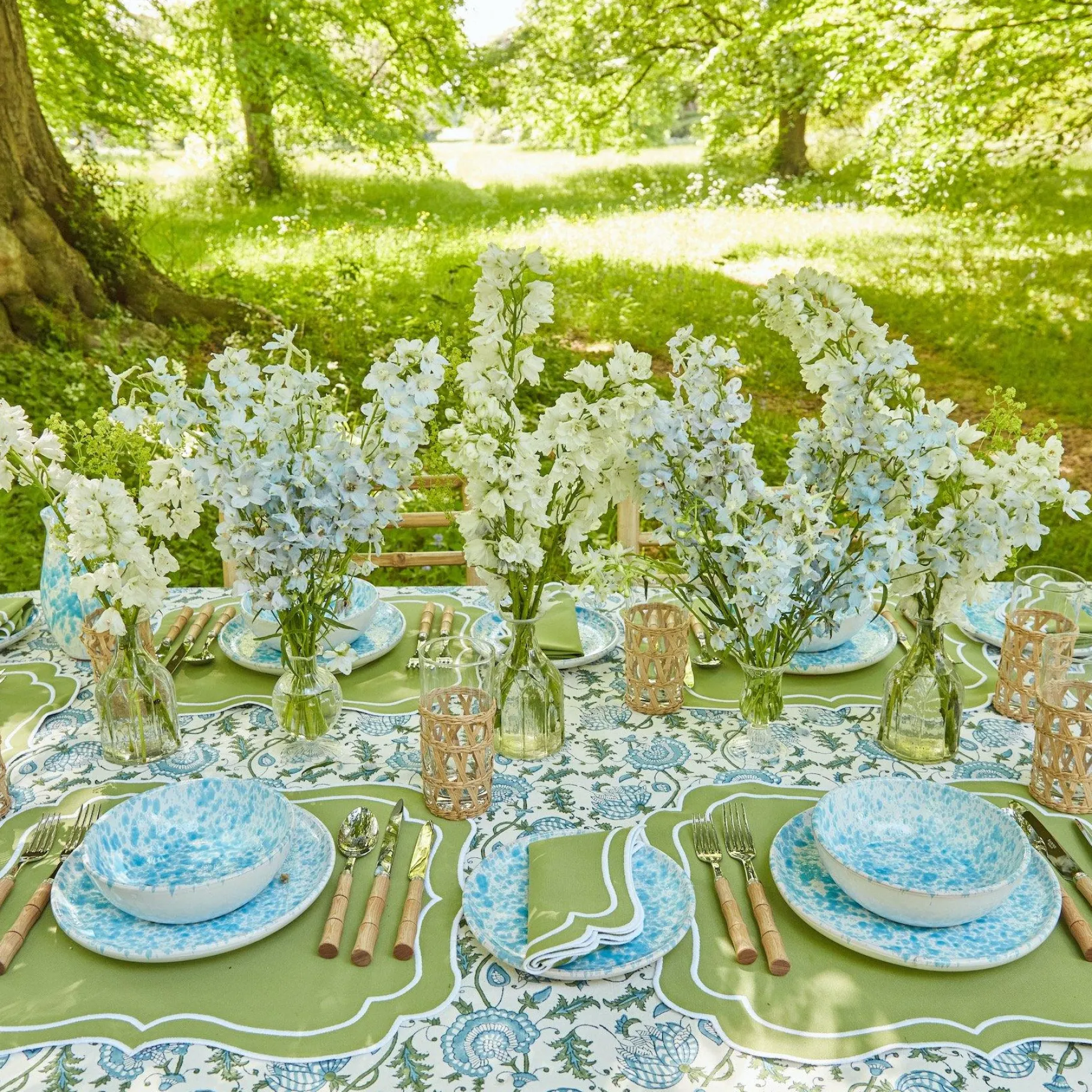 Mrs. Alice Placemats|Sylvie Green Embroidered Placemats (Set Of 4)