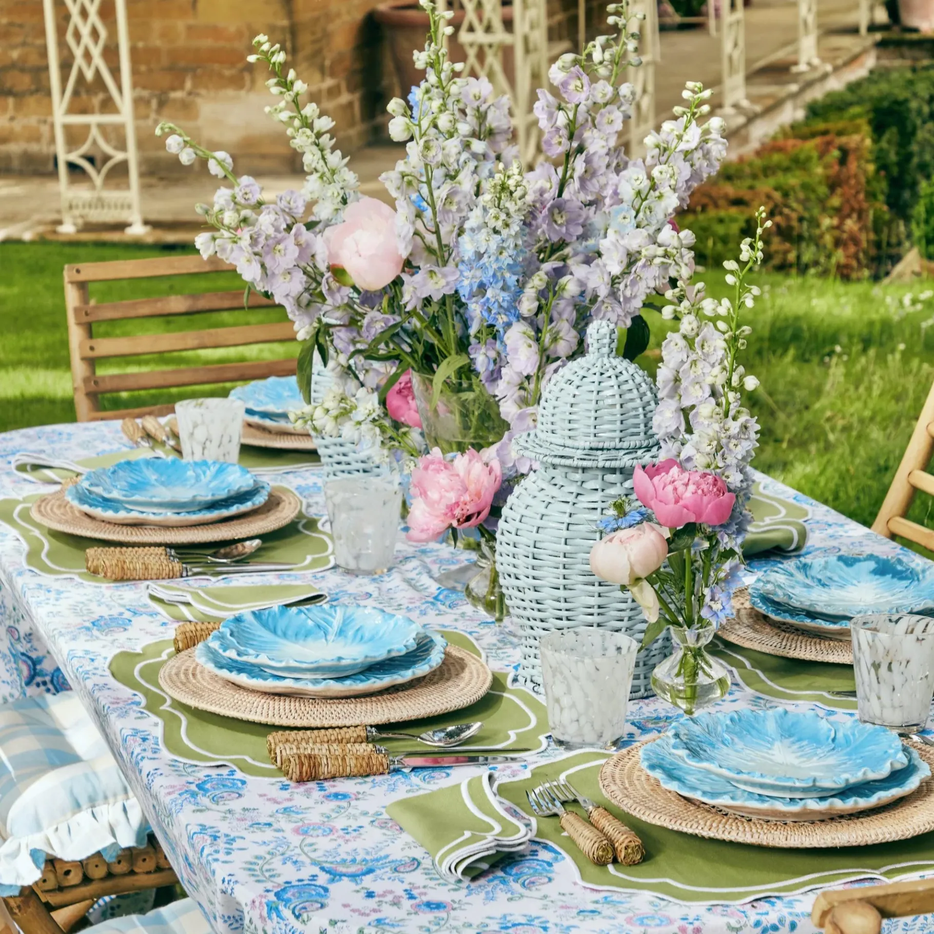 Mrs. Alice Placemats|Sylvie Green Embroidered Placemats (Set Of 4)