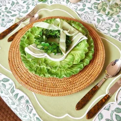 Mrs. Alice Table Linen Sets|Sylvie Green Embroidered Placemats & Napkins (Set Of 4)