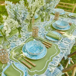 Mrs. Alice Table Linen Sets|Sylvie Green Embroidered Placemats & Napkins (Set Of 4)