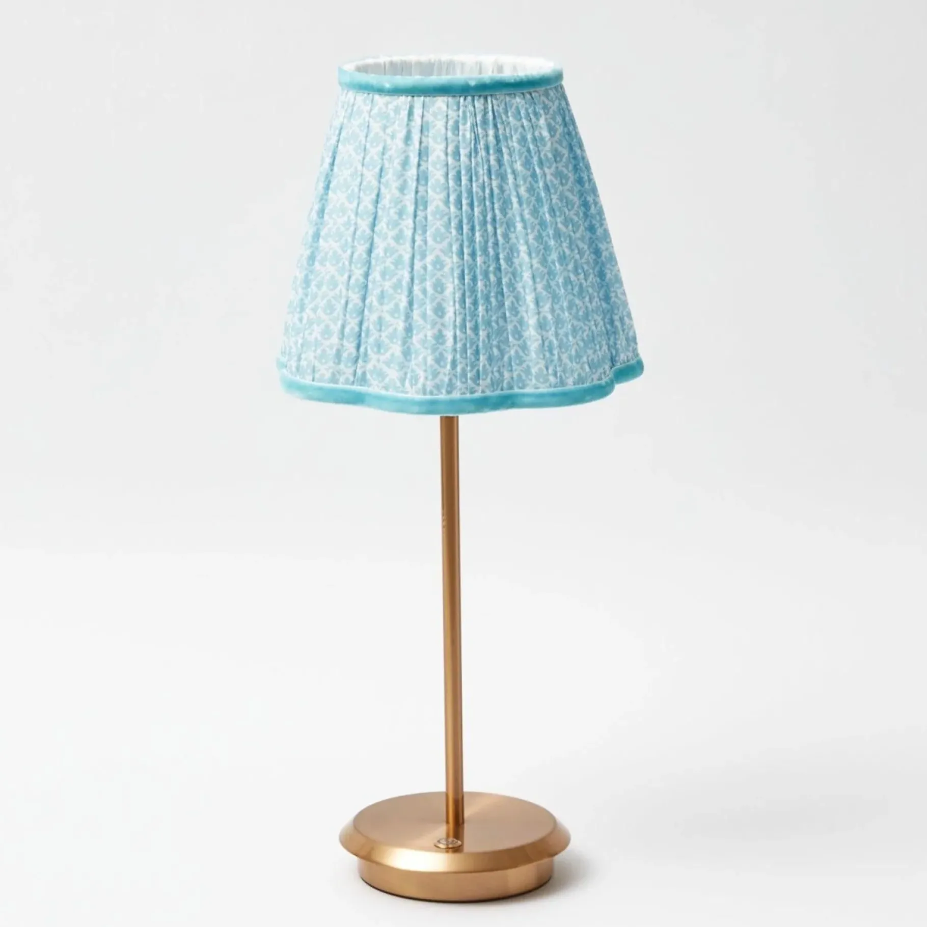Mrs. Alice Lamps & Lighting|Tall Rechargeable Lamp With Baby Blue Lotus Lampshade