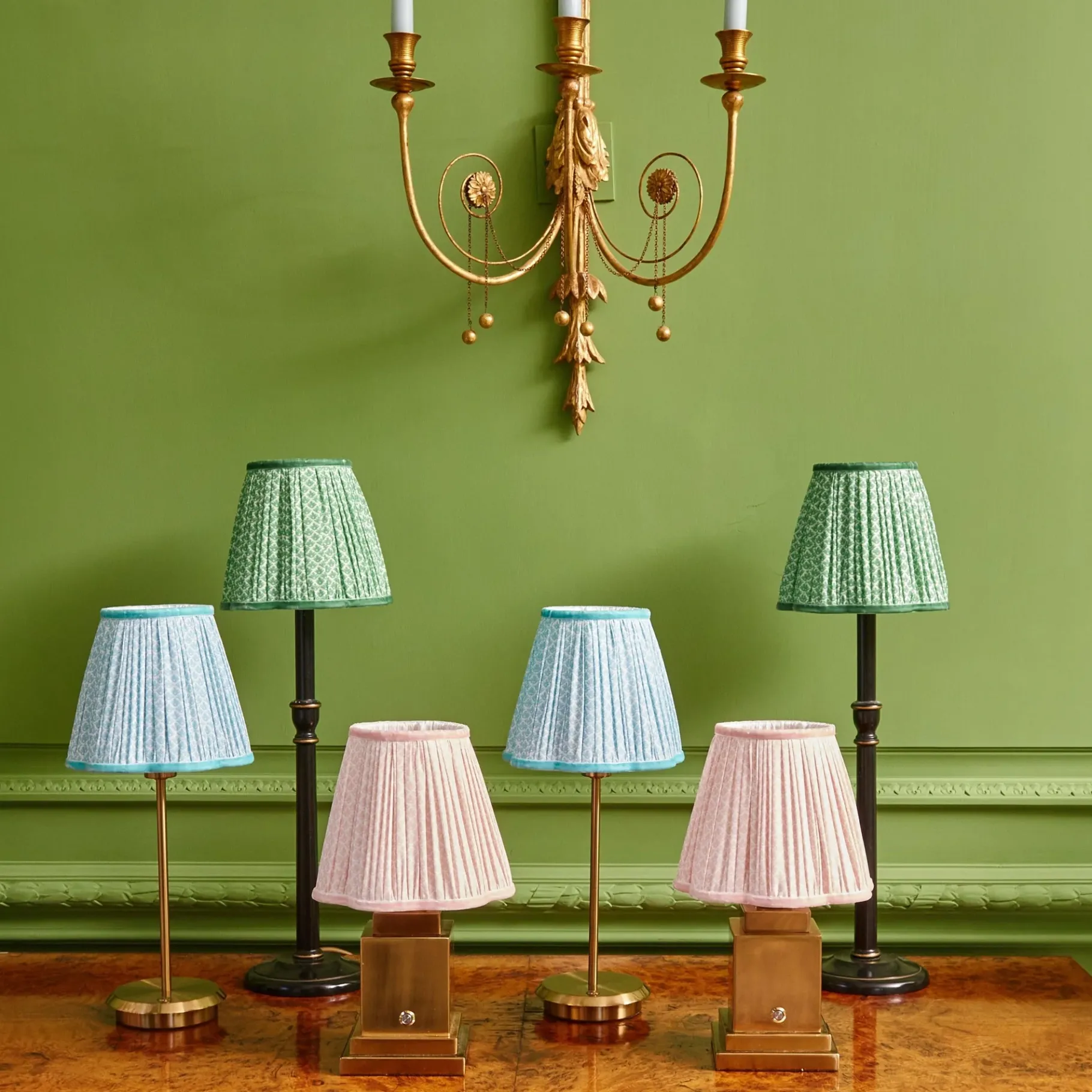 Mrs. Alice Lamps & Lighting|Tall Rechargeable Lamp With Baby Blue Lotus Lampshade