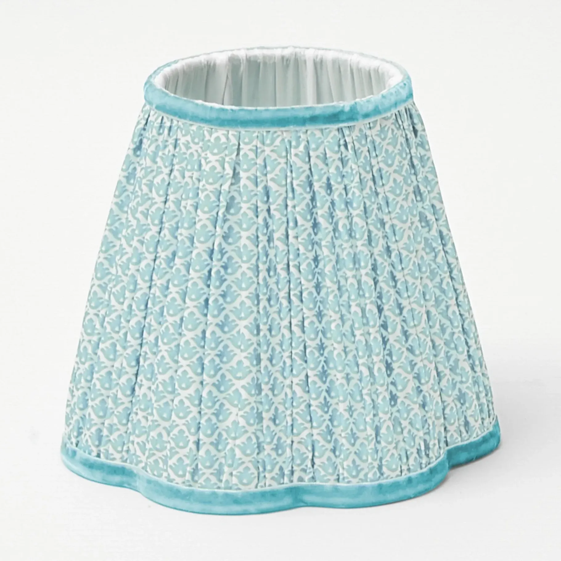 Mrs. Alice Lamps & Lighting|Tall Rechargeable Lamp With Baby Blue Lotus Lampshade