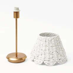 Mrs. Alice Lamps & Lighting|Tall Rechargeable Lamp With White Seagrass Lampshade