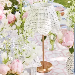 Mrs. Alice Lamps & Lighting|Tall Rechargeable Lamp With White Seagrass Lampshade