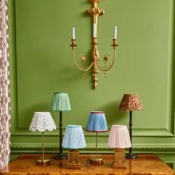 Mrs. Alice Lamps & Lighting|Tall Rechargeable Lamp With Blue Lotus Lampshade