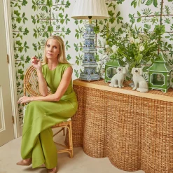 Mrs. Alice Rattan Furniture|Vivienne Rattan Scalloped Console Table