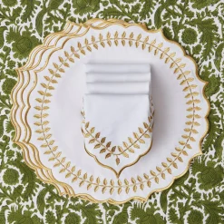 Mrs. Alice Napkins|White & Gold Laurel Napkins (Set Of 4)