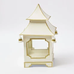 Mrs. Alice Candle Holders|White & Gold Pagoda Lantern