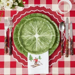 Mrs. Alice Napkins|White Embroidered Skier Napkins (Set Of 4)