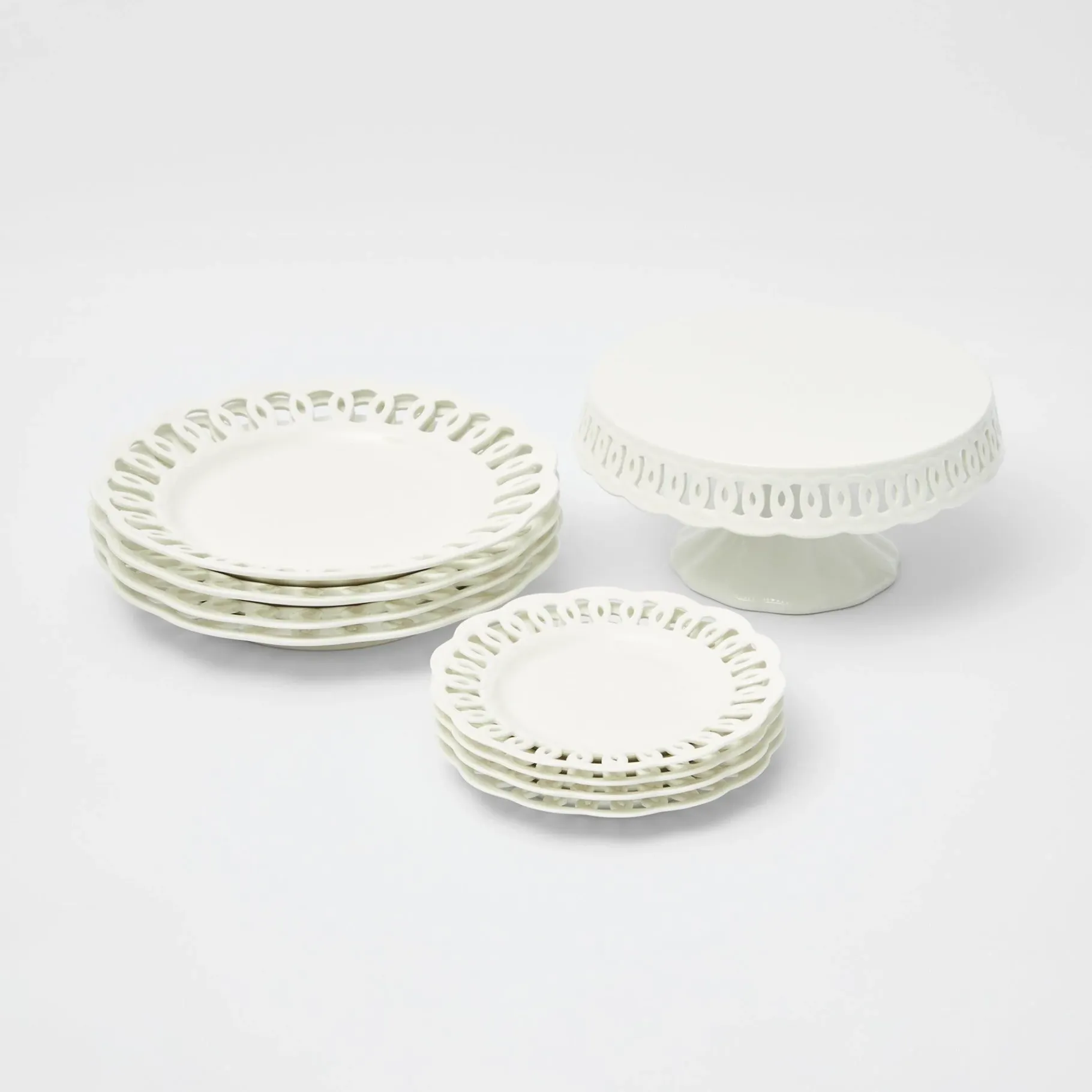 Mrs. Alice Teaware|White Lace Cake Stand