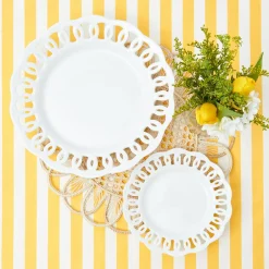 Mrs. Alice Starter Plates|White Lace Dinner & Starter Plates (Set Of 8)