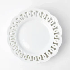 Mrs. Alice Crockery Sets|White Lace Dinner Plates (Set Of 4)