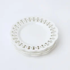 Mrs. Alice Crockery Sets|White Lace Starter Plates (Set Of 4)