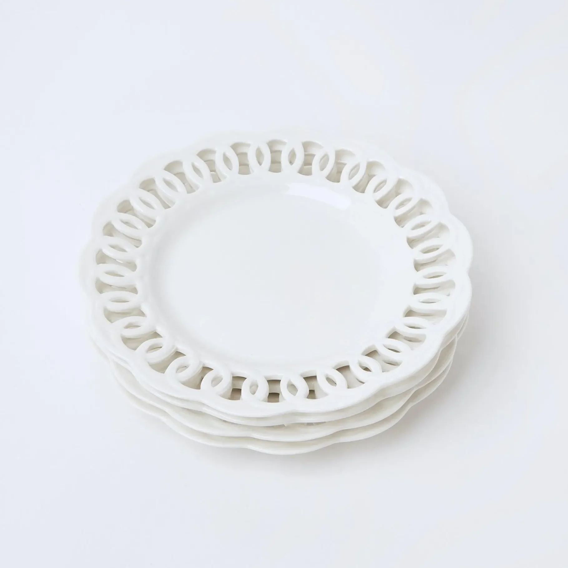 Mrs. Alice Crockery Sets|White Lace Starter Plates (Set Of 4)