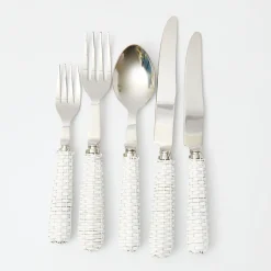 Mrs. Alice Cutlery Sets|White Rattan Cutlery (5 Piece)
