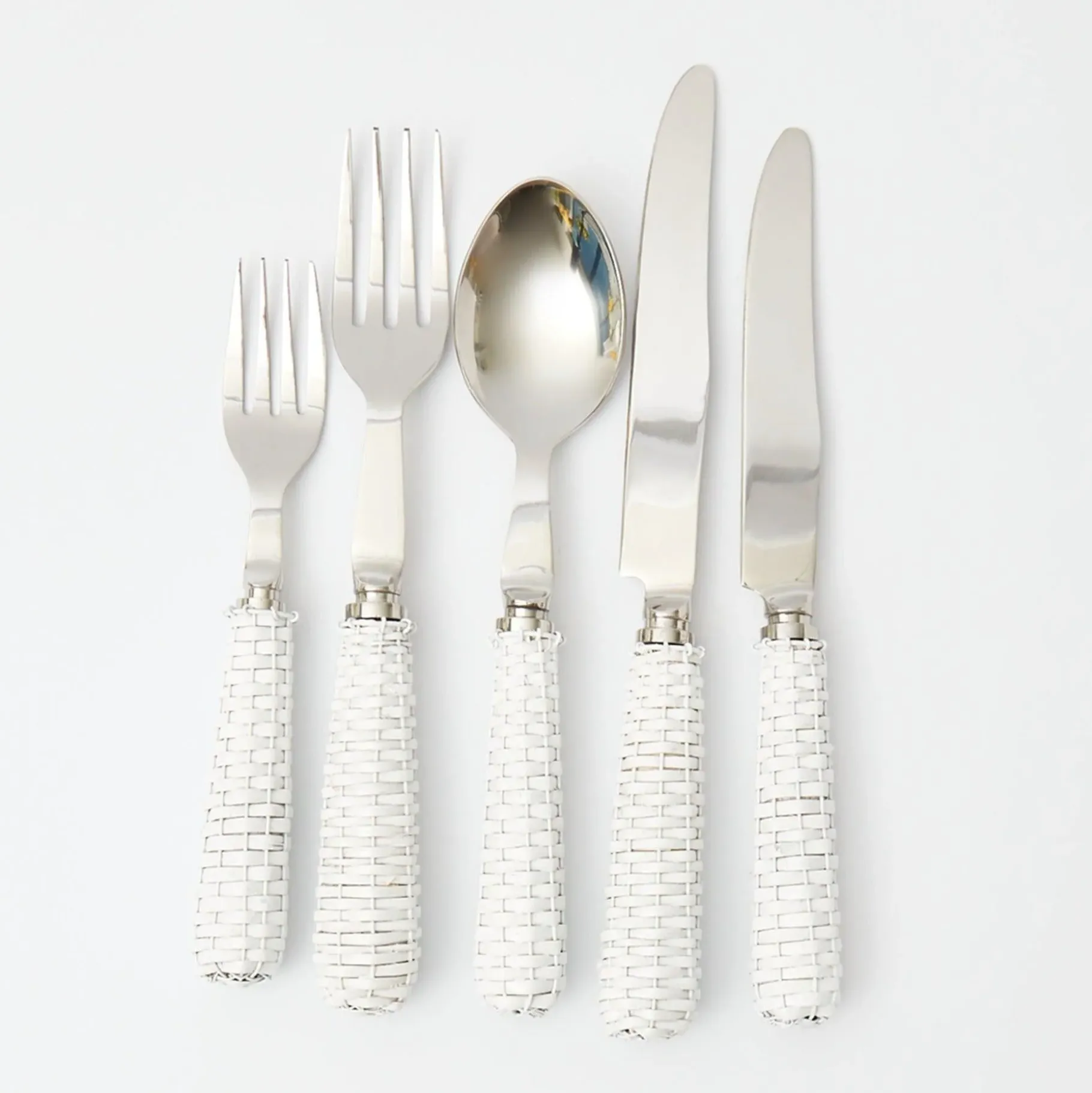 Mrs. Alice Cutlery Sets|White Rattan Cutlery (5 Piece)