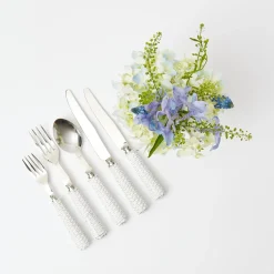 Mrs. Alice Cutlery Sets|White Rattan Cutlery (5 Piece)