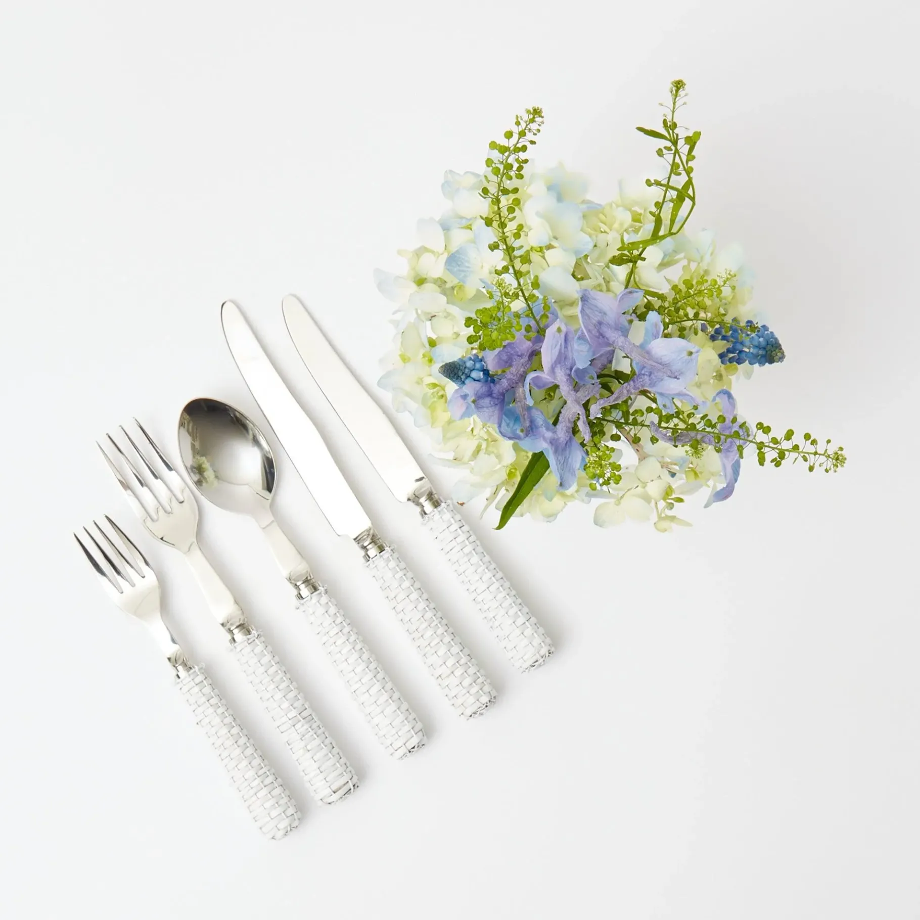 Mrs. Alice Cutlery Sets|White Rattan Cutlery (5 Piece)