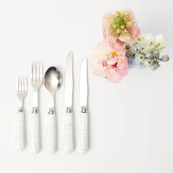 Mrs. Alice Cutlery Sets|White Rattan Cutlery (5 Piece)
