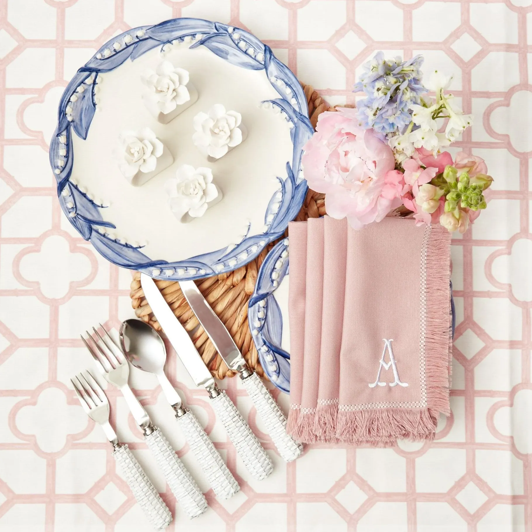 Mrs. Alice Cutlery Sets|White Rattan Cutlery (5 Piece)