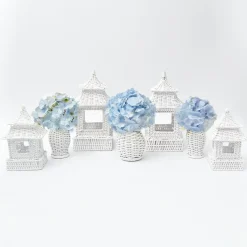 Mrs. Alice Candle Holders|White Rattan Decoration Set
