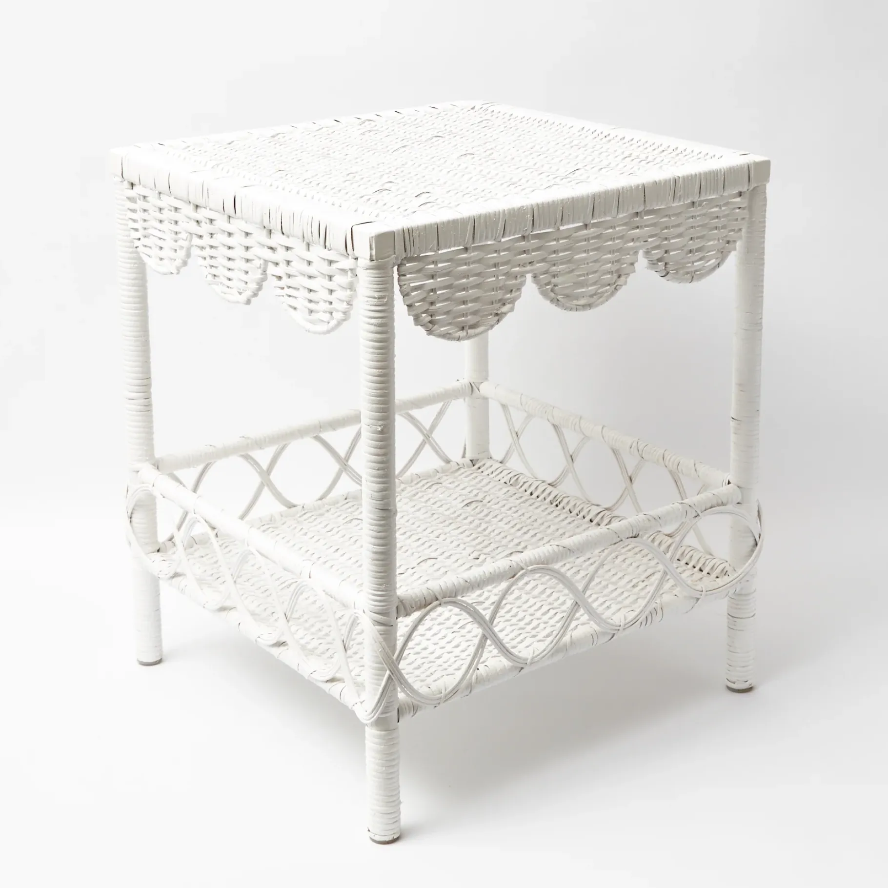 Mrs. Alice Tables|White Rattan Outdoor Side Table