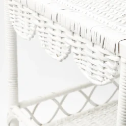 Mrs. Alice Tables|White Rattan Outdoor Side Table