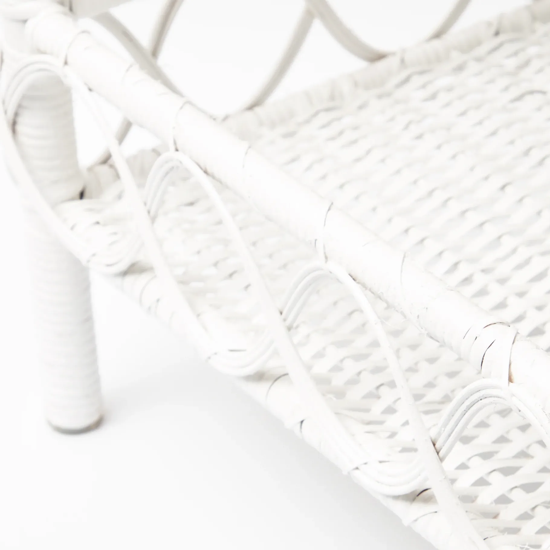Mrs. Alice Tables|White Rattan Outdoor Side Table