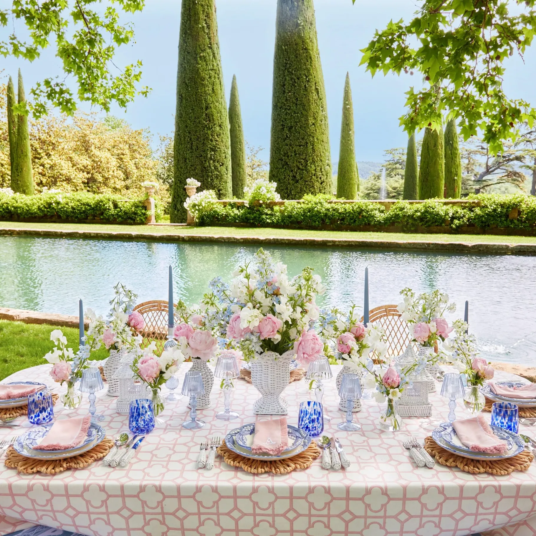 Mrs. Alice Vases|White Rattan Pagoda & Urn Vase Set