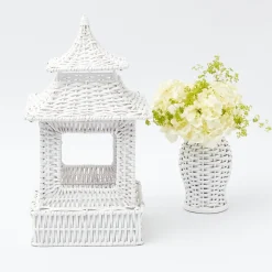 Mrs. Alice Rattan Tableware|White Rattan Pagoda Lantern