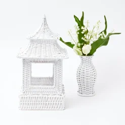 Mrs. Alice Rattan Tableware|White Rattan Pagoda Lantern