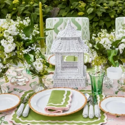 Mrs. Alice Rattan Tableware|White Rattan Pagoda Lantern