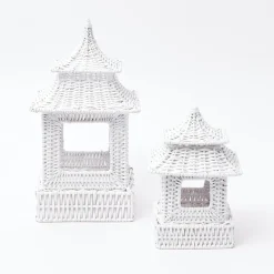 Mrs. Alice Rattan Tableware|White Rattan Pagoda Lantern