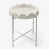 Mrs. Alice Trays & Liners|White Rattan Round Scalloped Tray With Stand