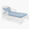 Mrs. Alice Rattan Furniture|White Rattan Sun Lounger With Blue Ikat Cushion