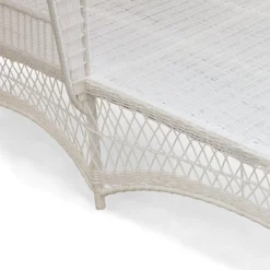 Mrs. Alice Rattan Furniture|White Rattan Sun Lounger With Blue Ikat Cushion