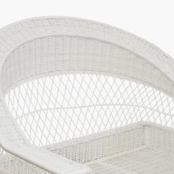 Mrs. Alice Rattan Furniture|White Rattan Sun Lounger With Blue Ikat Cushion