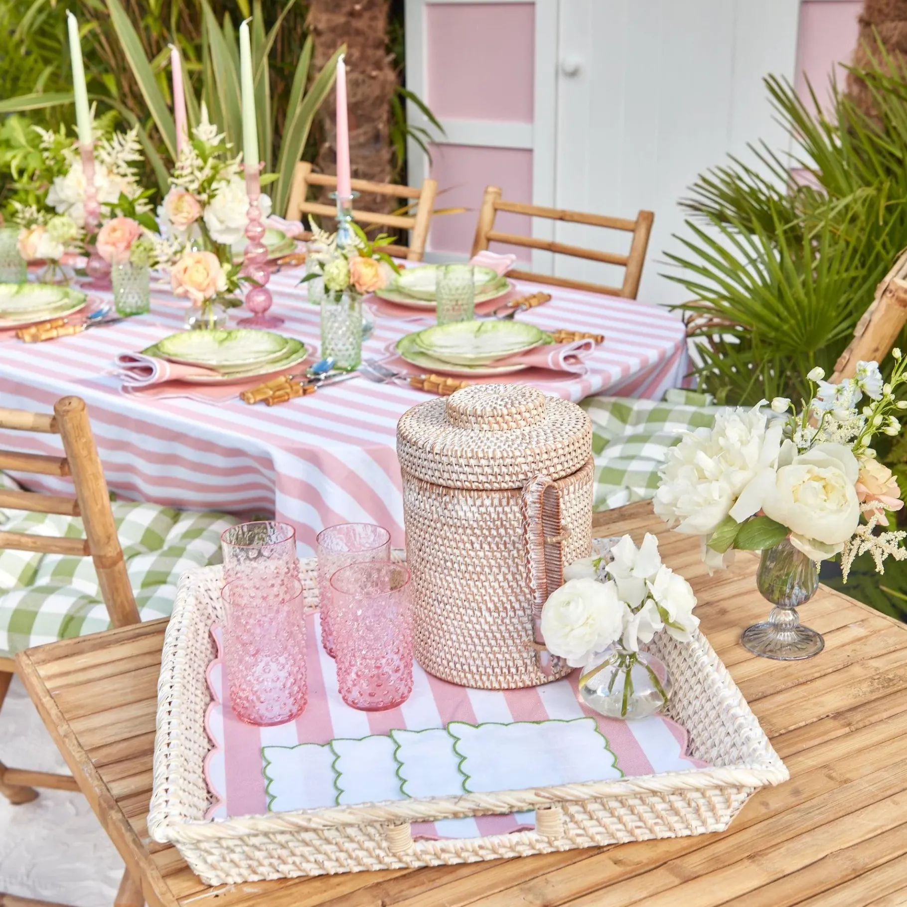 Mrs. Alice Rattan Tableware|White Rattan Tray