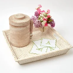 Mrs. Alice Rattan Tableware|White Rattan Tray