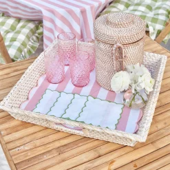 Mrs. Alice Rattan Tableware|White Rattan Tray