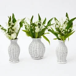 Mrs. Alice Vases|White Rattan Vase (Set Of 3)