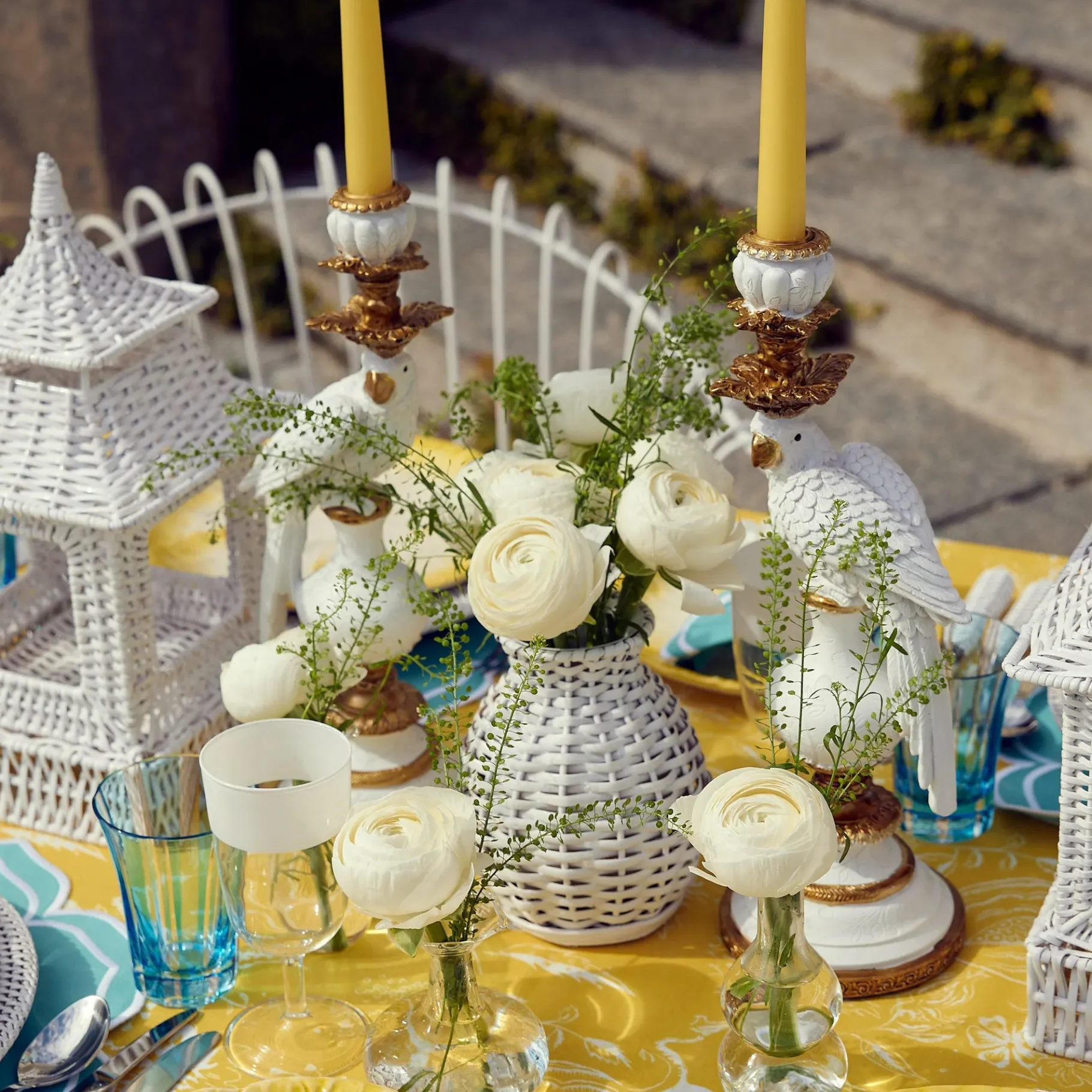 Mrs. Alice Vases|White Rattan Vase (Set Of 3)