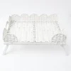 Mrs. Alice Trays & Liners|White Scalloped Rattan Breakfast Tray