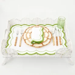 Mrs. Alice Trays & Liners|White Scalloped Rattan Breakfast Tray
