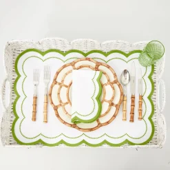 Mrs. Alice Trays & Liners|White Scalloped Rattan Breakfast Tray